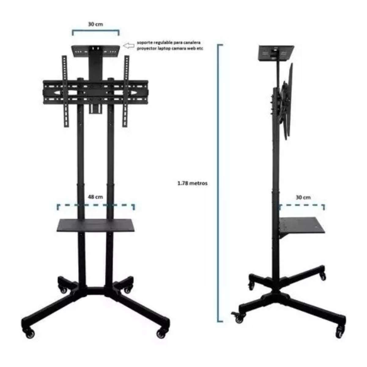 Soporte Para Tv Movil Con Base Y Ruedas Universal 32 A 65 Tm