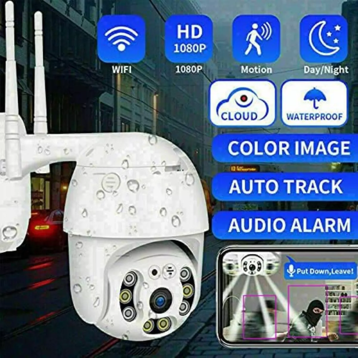 Kit Camara Interior + Exterior Wifi Con Microfono Full Hd