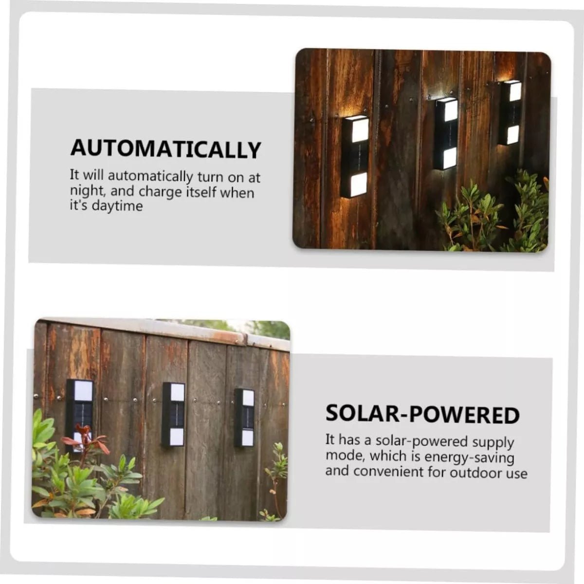 Foco Aplique Solar Led Decoración Fotocélula Horizontal X2 - TECNO MAT