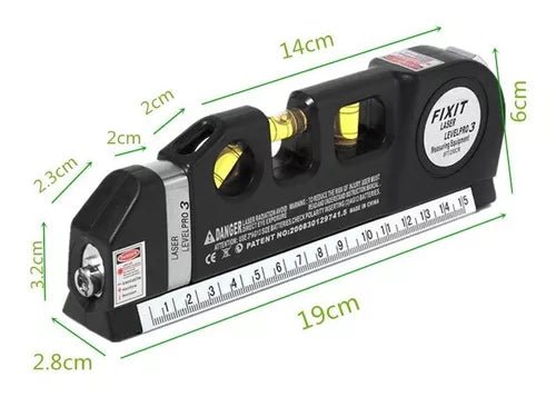 Nivel Laser Cinta Métrica Con 3 Burbujas Regla - TECNO MAT