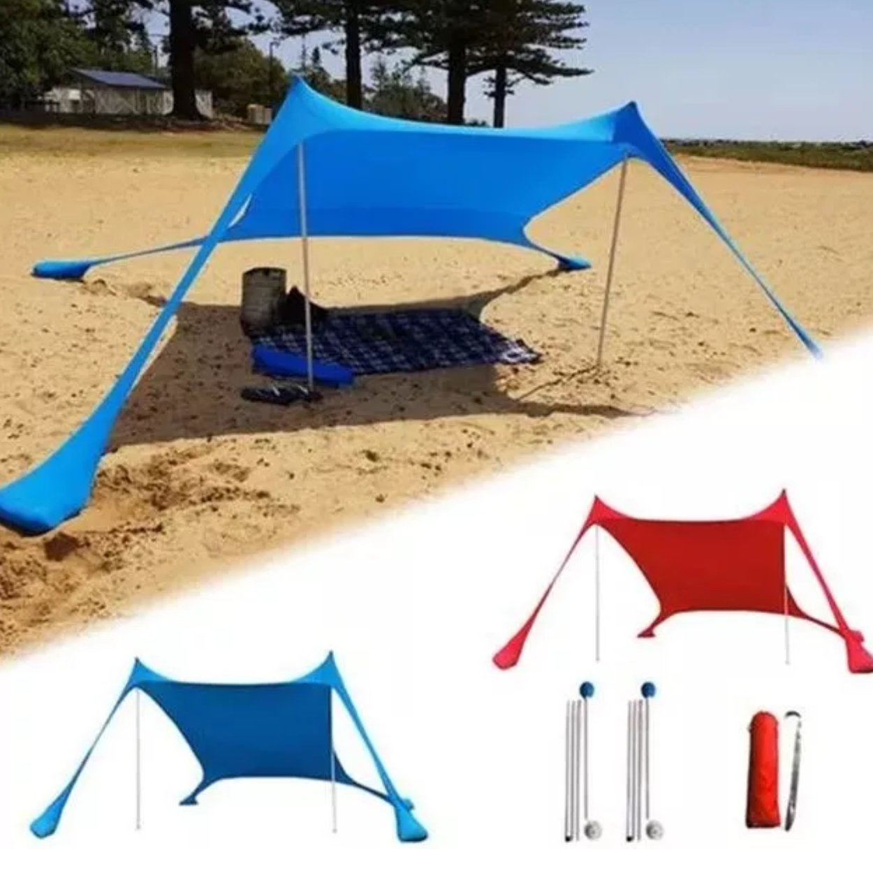 Toldo Para Playa Desmontable Uv50 Gazebo Tm - TECNO MAT